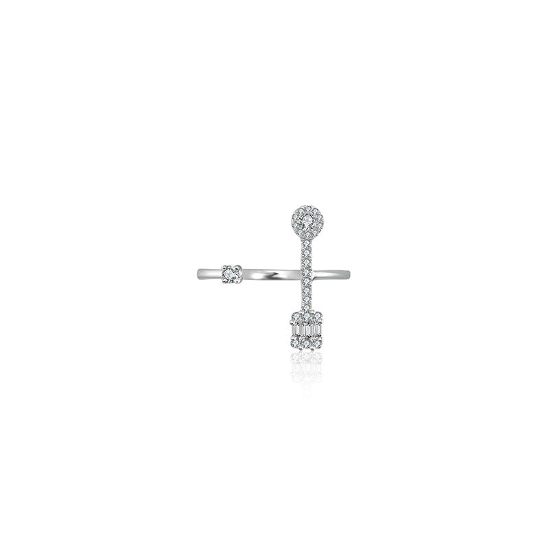 18k Gold Round and Square Diamond Open Ring - Genevieve Collection