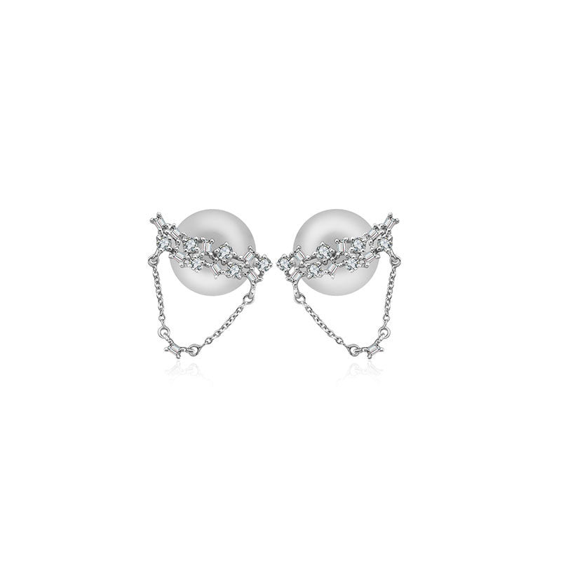18k Gold Irregular Shape Chain Diamond Earring - Genevieve Collection