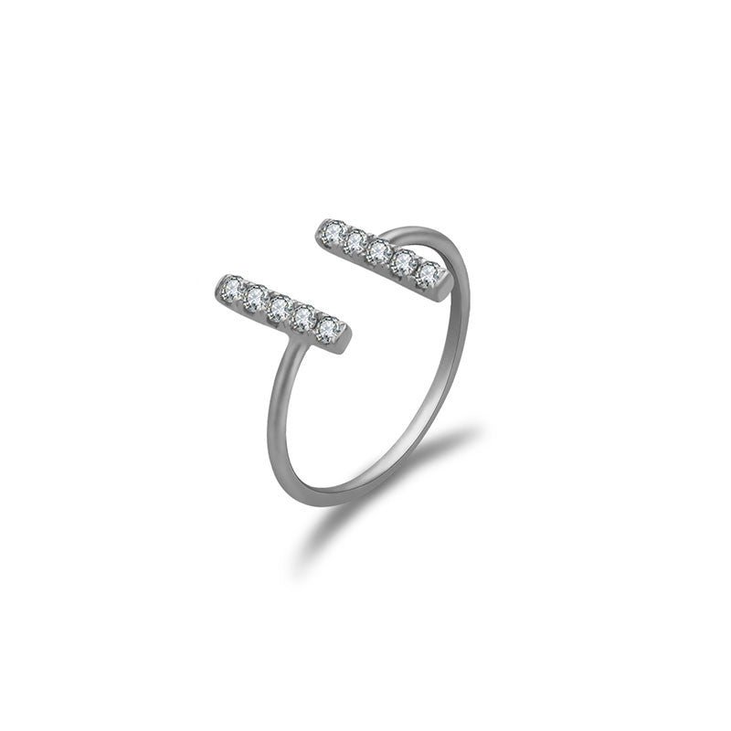 18k Gold Strokes Diamond Midi / Pinky Ring - Genevieve Collection