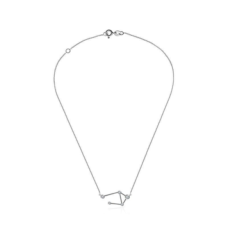 Libra Zodiac Constellation Necklace 18k Gold & Diamond - Genevieve Collection