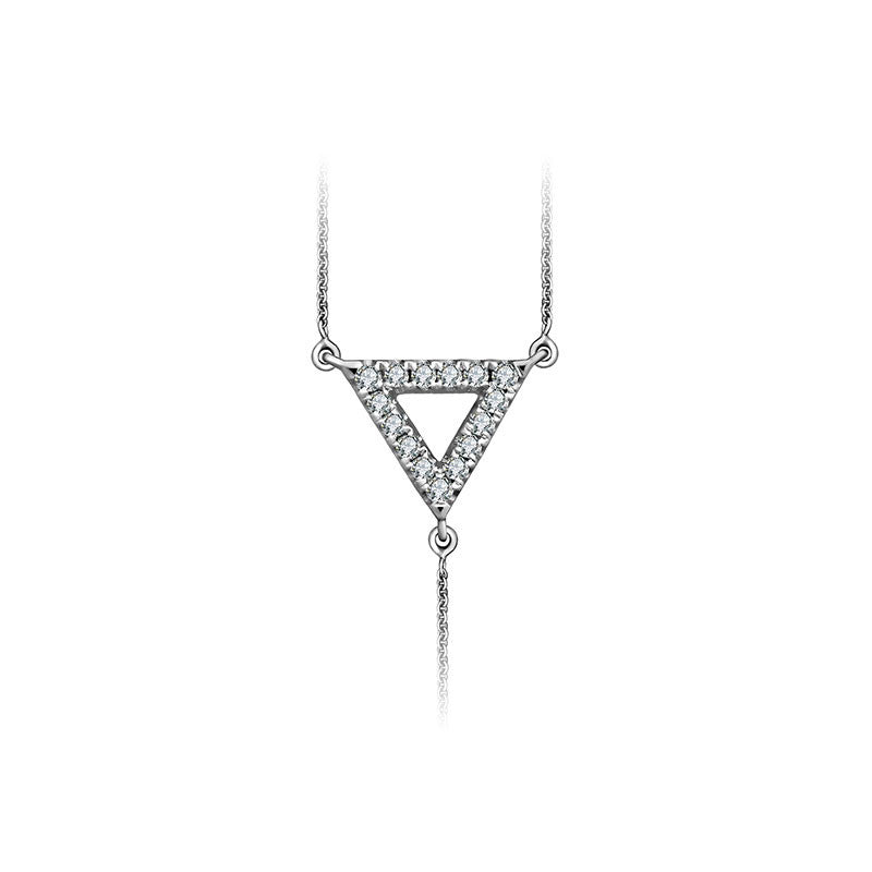 18k Gold Hollow Triangle Dangling Diamond Necklace - Genevieve Collection