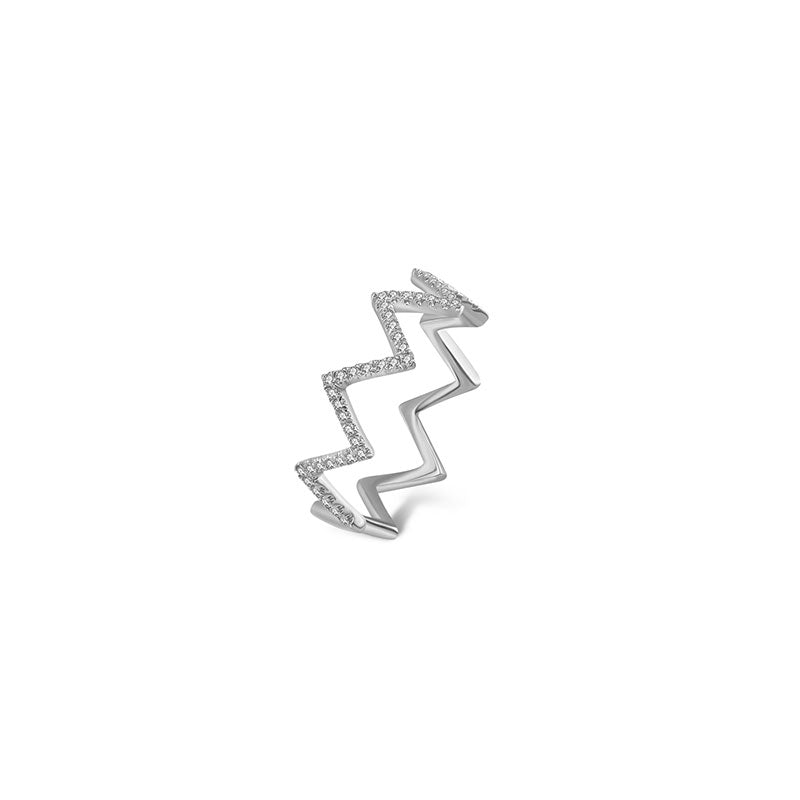 18k Gold Zigzag Diamond Ring - Genevieve Collection