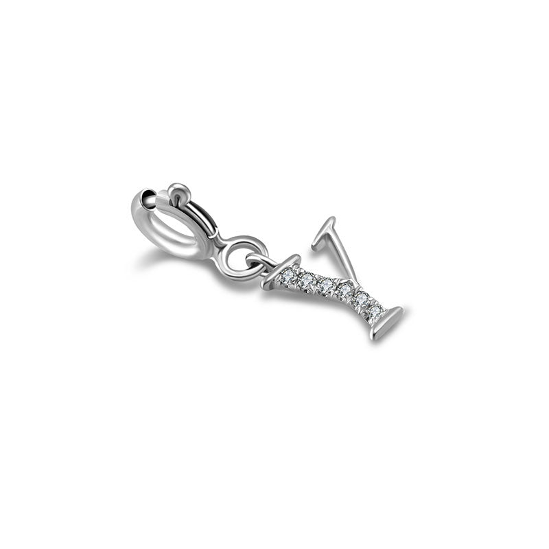 18k Gold Letter "Y" Diamond Charms - Genevieve Collection