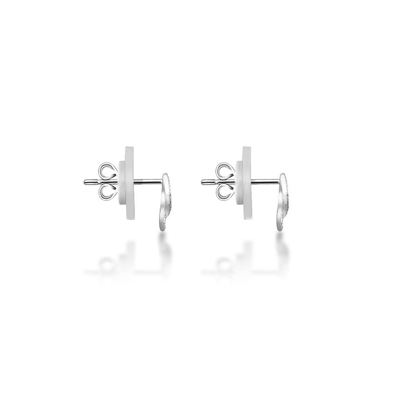 18k Gold Ribbon Stud Diamond Earring - Genevieve Collection