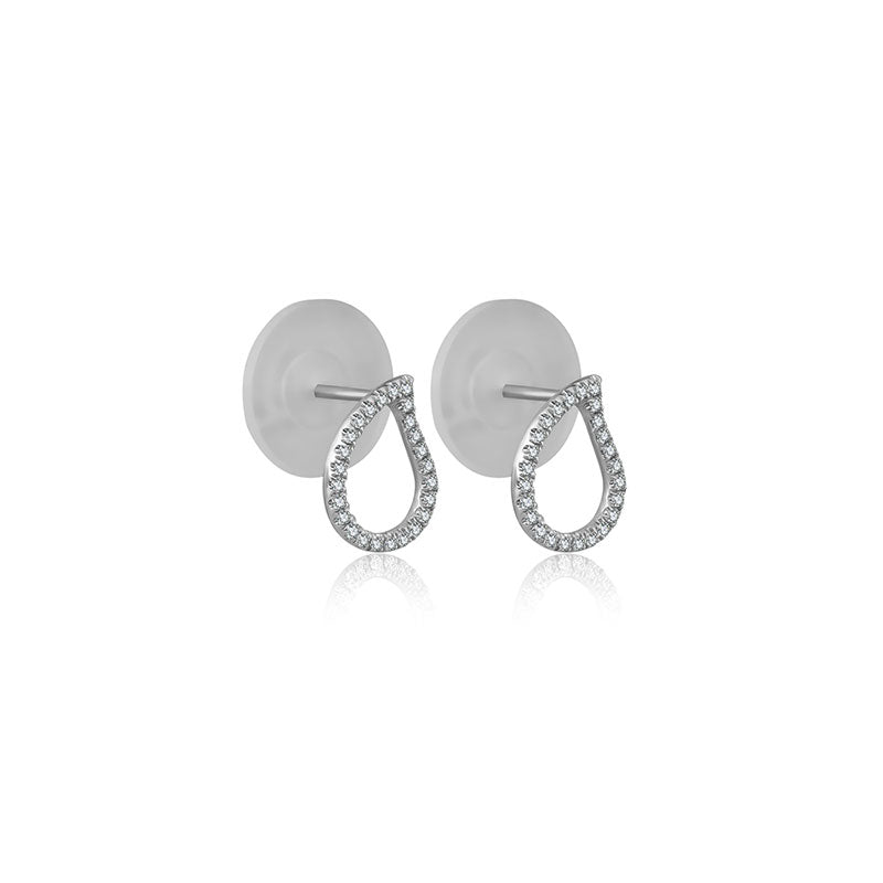 18k Gold Drop Shape Diamond Stud Earring - Genevieve Collection
