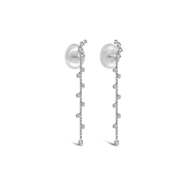 18k Gold Round Pattern Dangle Diamond Earring - Genevieve Collection