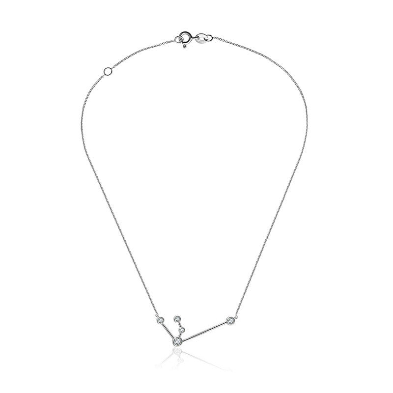 Aquarius Zodiac Constellation Necklace 18k Gold & Diamond - Genevieve Collection