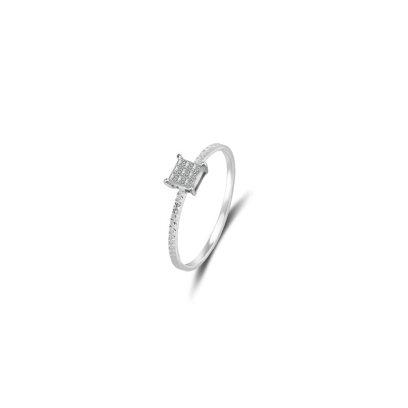18k Gold Square Shape Diamond Ring - Genevieve Collection