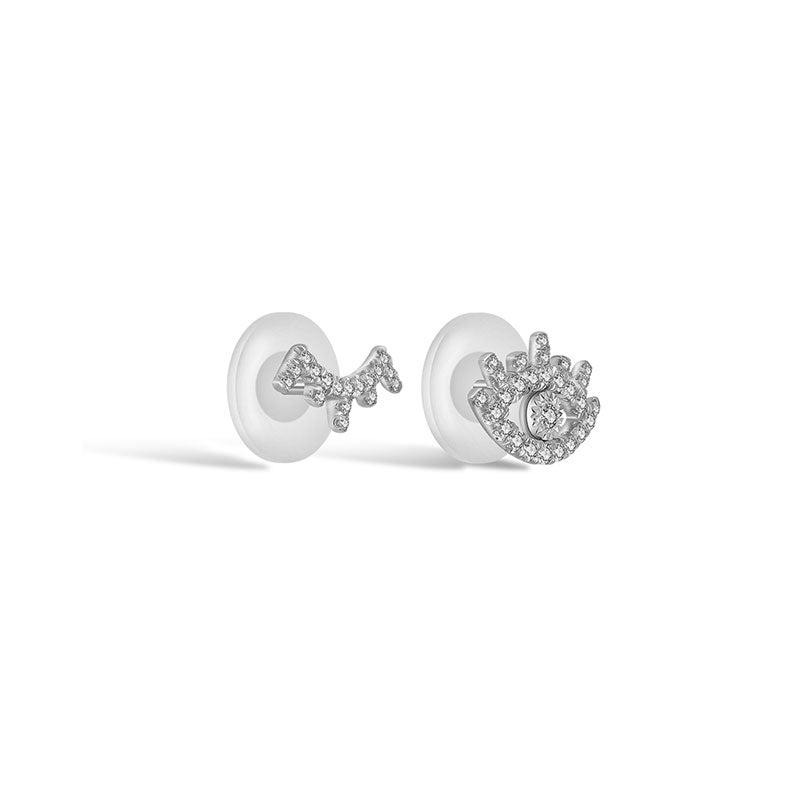 18k Gold Evil Eye & Eyelash Diamond Earring - Genevieve Collection