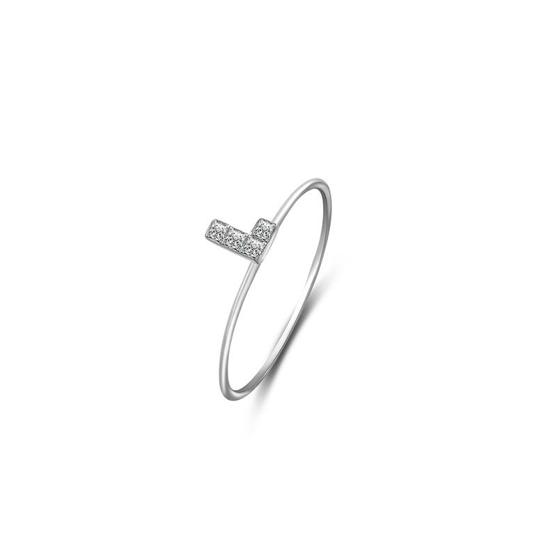 18k Gold Tetris L-Block Diamond Ring - Genevieve Collection