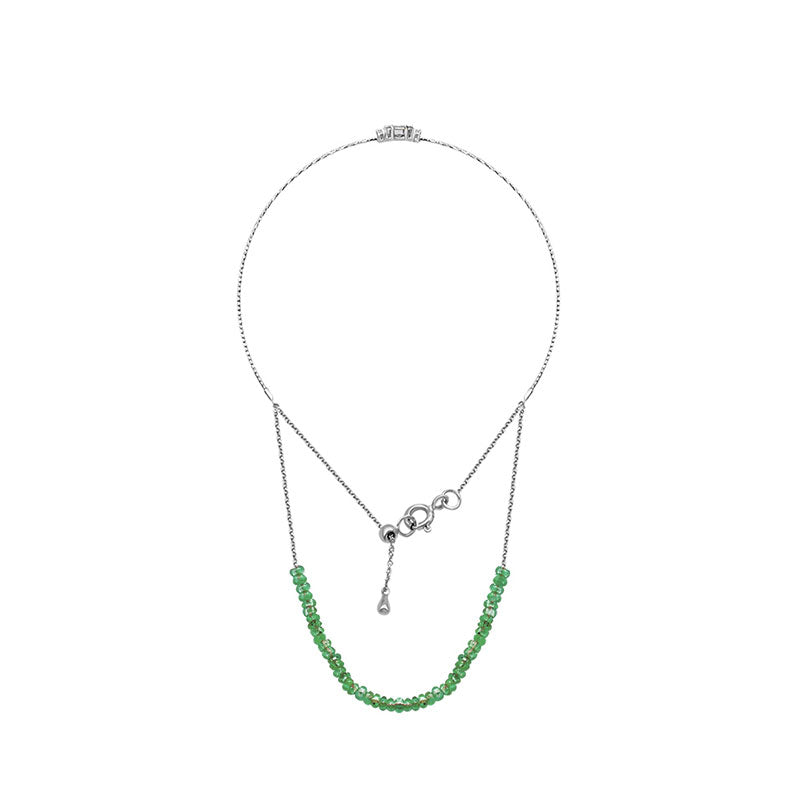 18k Gold Emerald Beaded Bracelet with Diamond Bangle - Genevieve Collection
