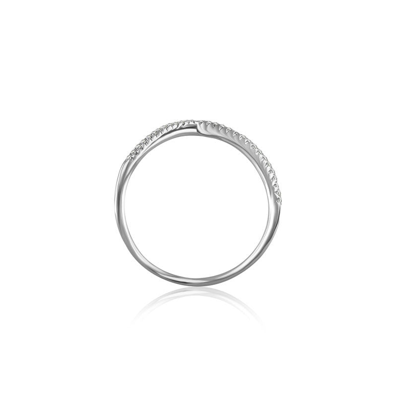 18k Gold Double Arrow Diamond Open Ring - Genevieve Collection