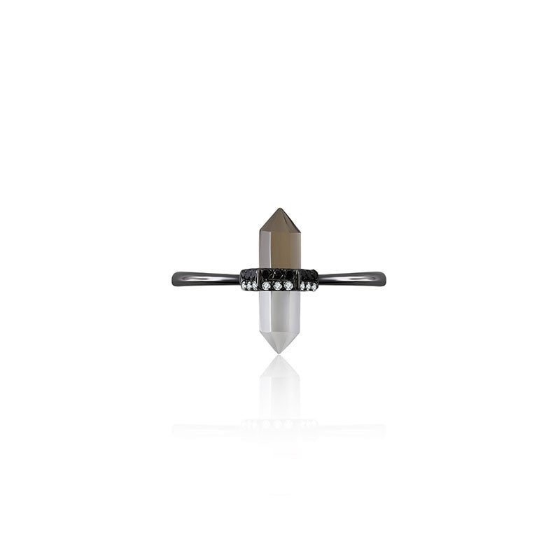 18k Gold Quartz Diamond Ring - Genevieve Collection