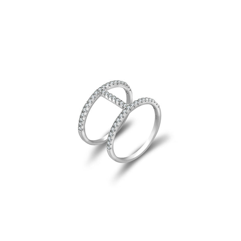 18k Gold Connected Line Diamond Ring - Genevieve Collection