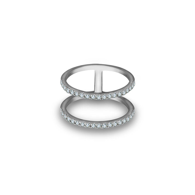 18k Gold Double Line Diamond Ring - Genevieve Collection