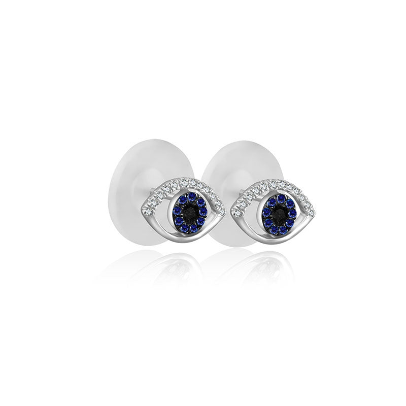 18k Gold Evil Eye Sapphire Diamond Earring - Genevieve Collection
