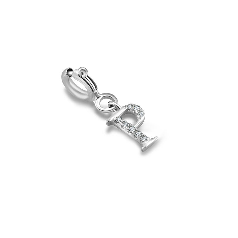 18k Gold Letter "P" Diamond Charms - Genevieve Collection