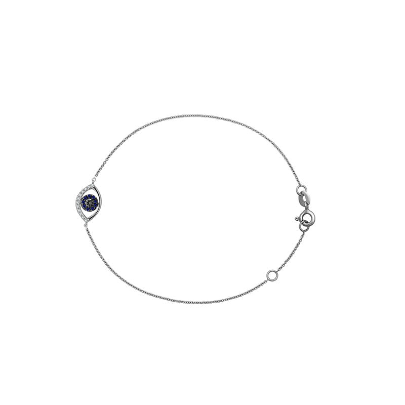 18k Gold Evil Eye Sapphire and Diamond Bracelet - Genevieve Collection