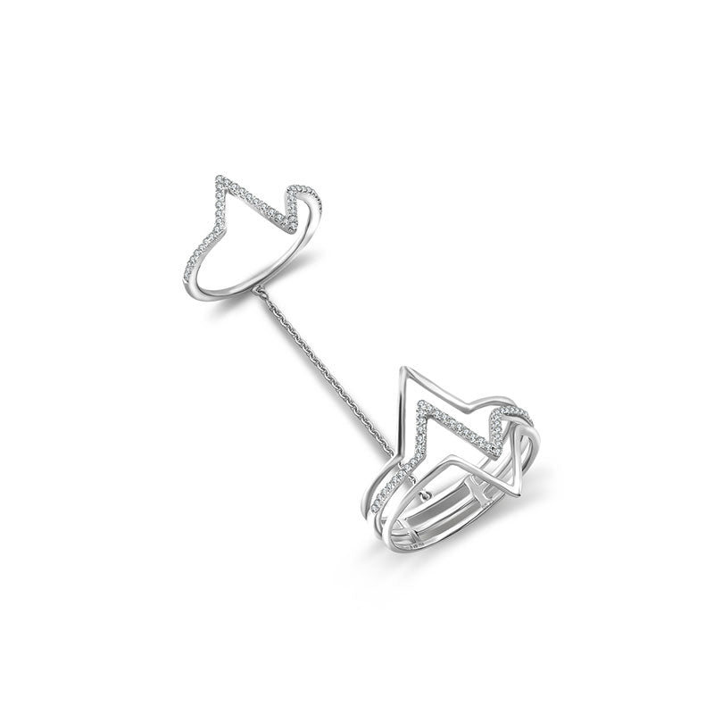 18k Gold Zigzag Connection Diamond Ring - Genevieve Collection