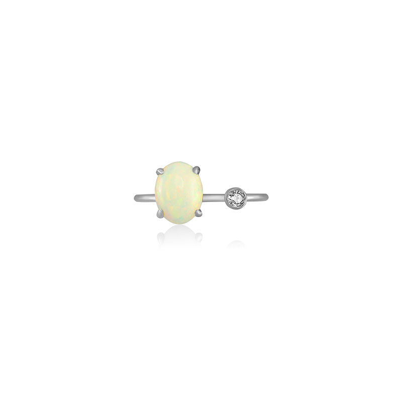 18k Gold Opal Open Diamond Ring - Genevieve Collection