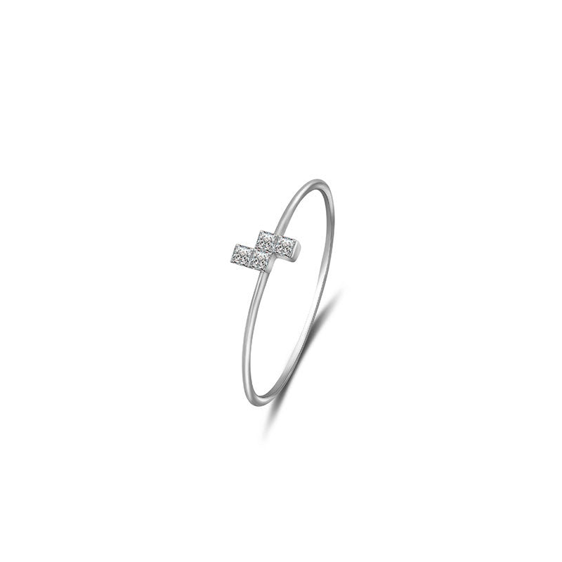 18k Gold Tetris Z-Block Diamond Ring - Genevieve Collection