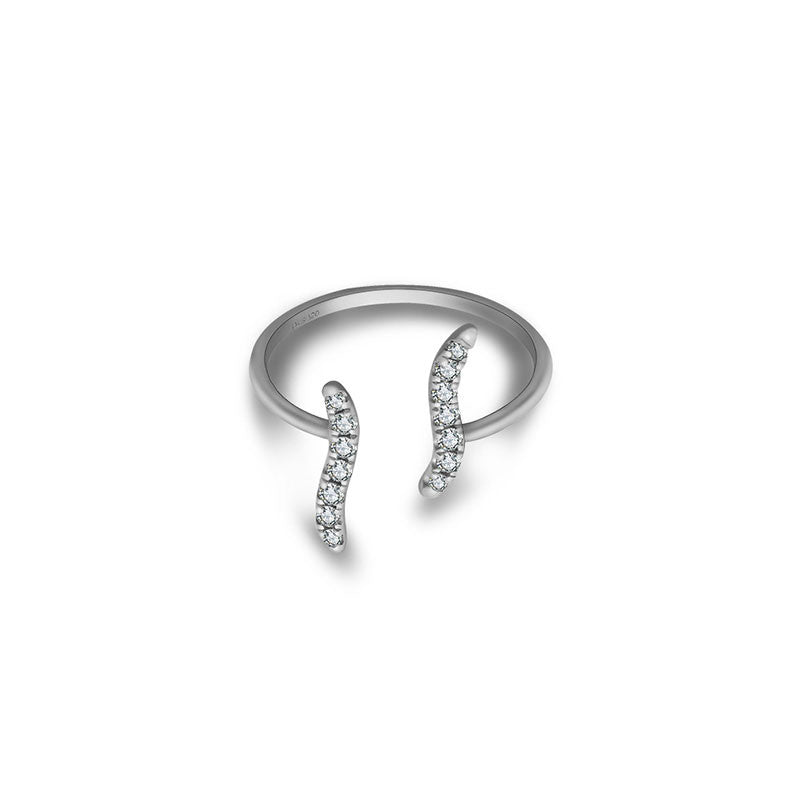 18k Gold Wavy Diamond Midi / Pinky Ring - Genevieve Collection