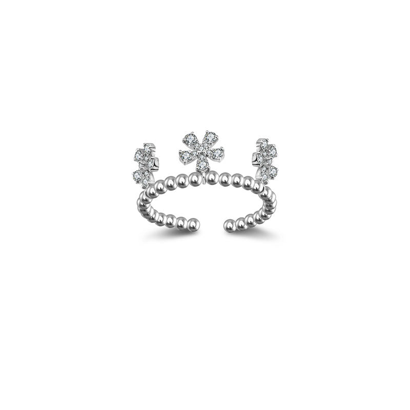 18k Gold Flower Shape Adjustable Titanium Diamond Ring - Genevieve Collection