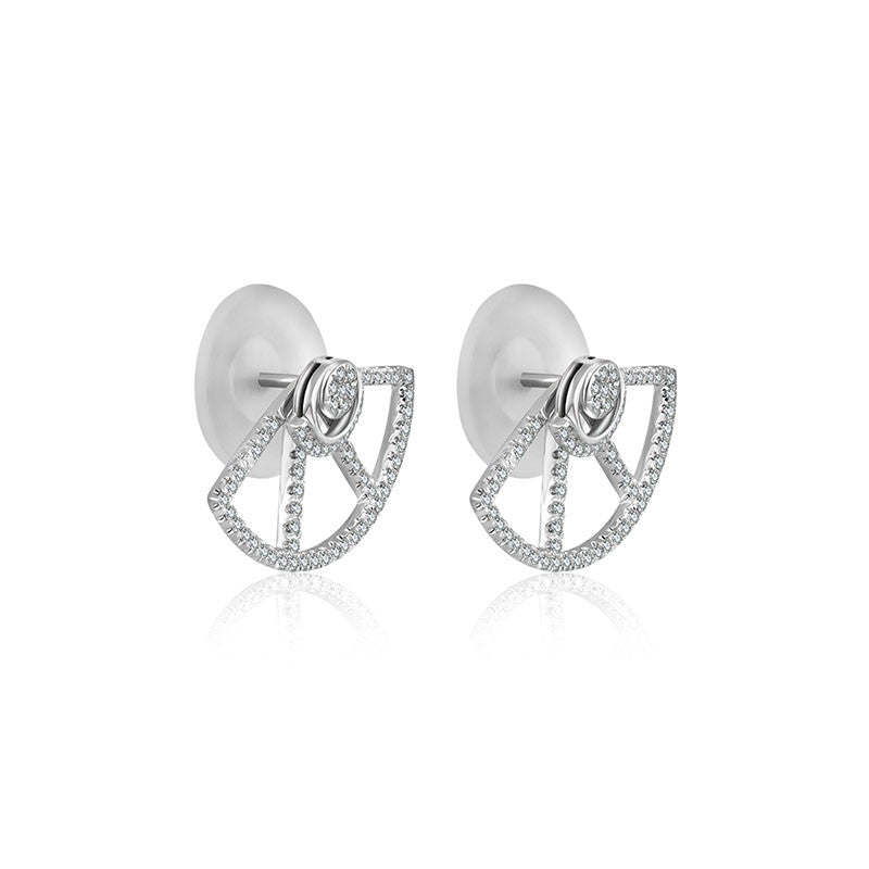 18k Gold Fan Shape Diamond Earring - Genevieve Collection