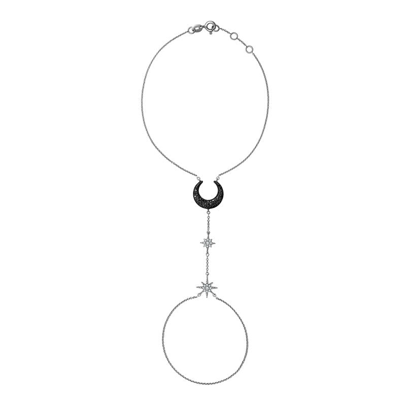 18k Gold Star and Moon Shape 2 Way Diamond Bracelet - Genevieve Collection