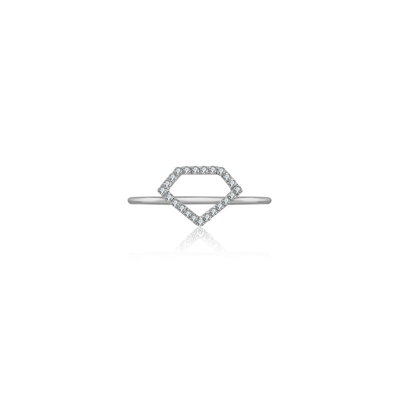 18k Gold Hollow Diamond Shape Diamond Ring - Genevieve Collection