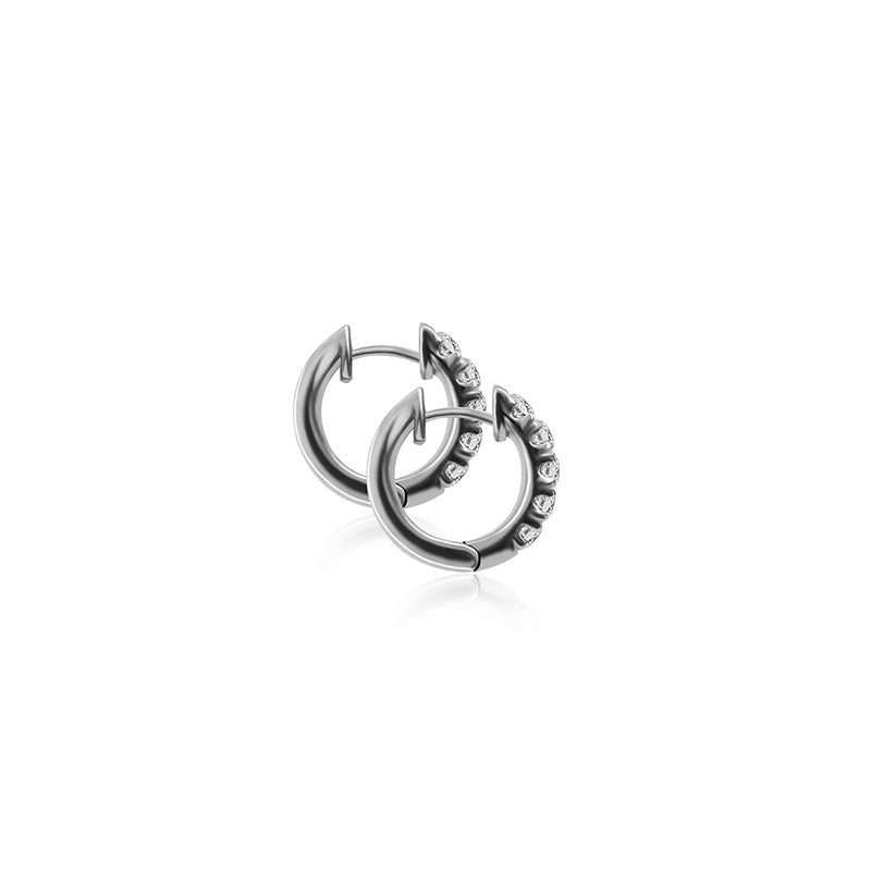 18k Gold Hoop Diamond Earring - Genevieve Collection