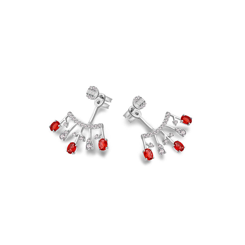 18k Gold Diamond Ear Jacket with Ruby - Genevieve Collection