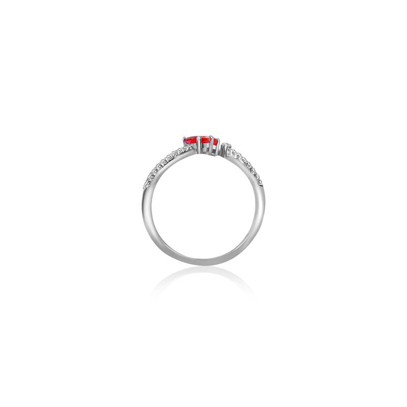 18k Gold Double Ruby Connected Diamond Ring - Genevieve Collection