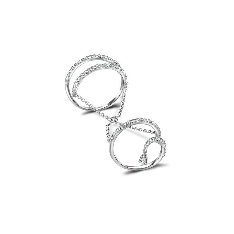 18k Gold Twisted Curve Connection Diamond Ring - Genevieve Collection