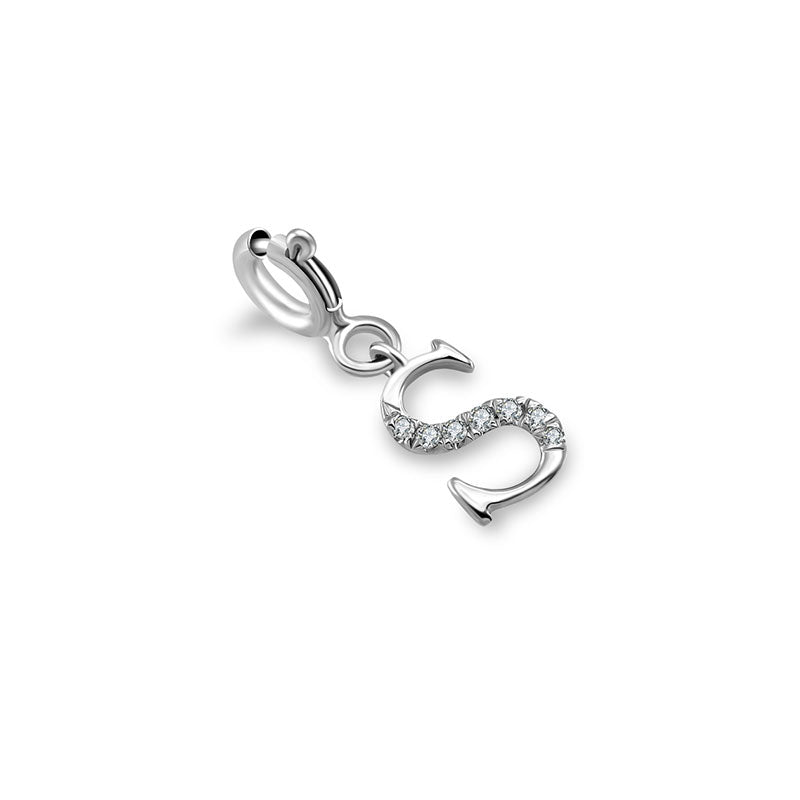 18k Gold Letter "S" Diamond Charms - Genevieve Collection
