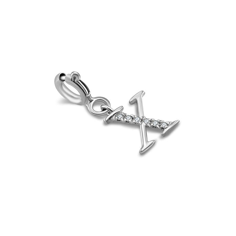 18k Gold Letter "X" Diamond Charms - Genevieve Collection