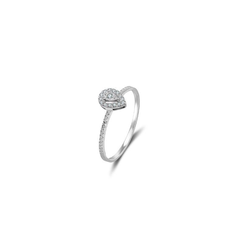 18k Gold Drop Shape Diamond Ring - Genevieve Collection
