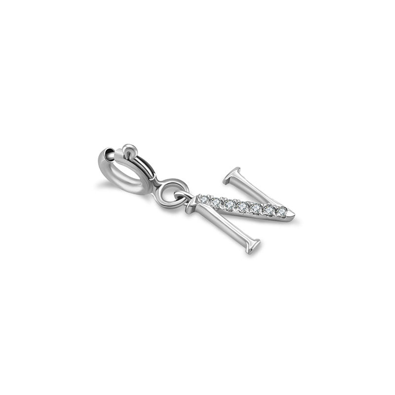 18k Gold Letter "N" Diamond Charms - Genevieve Collection