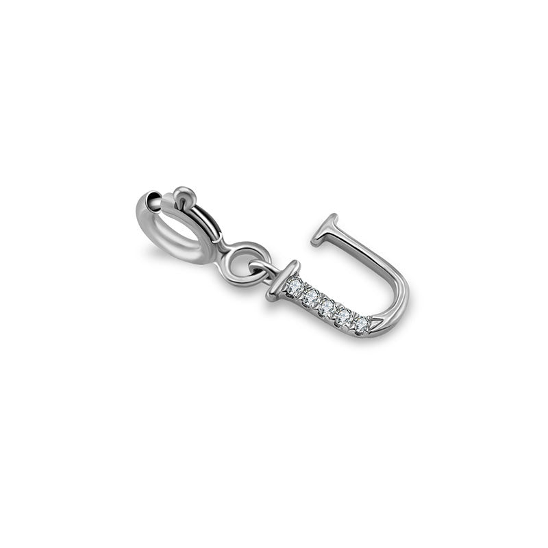 18k Gold Letter "U" Diamond Charms - Genevieve Collection
