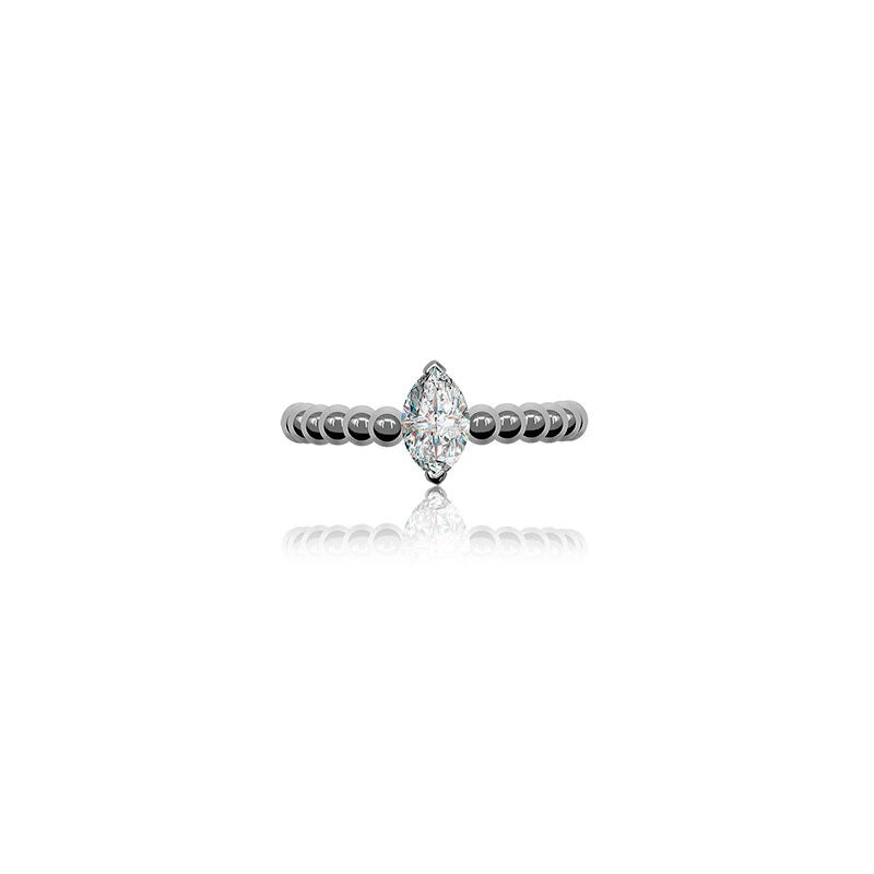 18k Gold Marquise Shape Adjustable Titanium Diamond Ring - Genevieve Collection