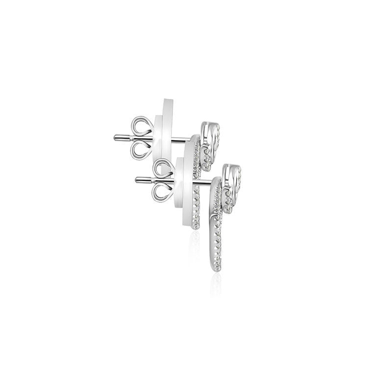 18k Gold Fan Shape Diamond Earring - Genevieve Collection