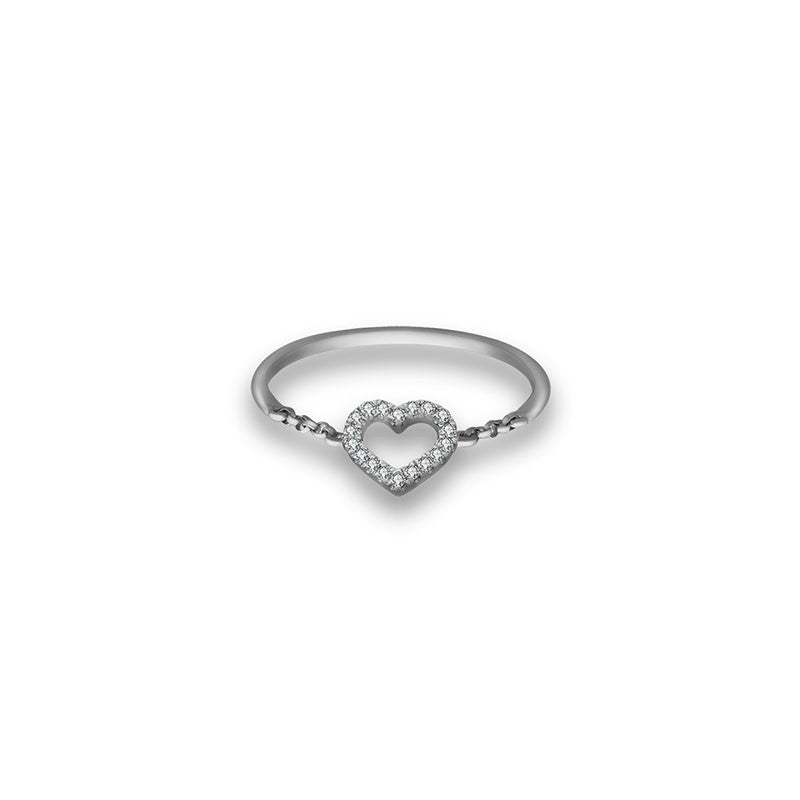 18k Gold Petite Heart Diamond Ring - Genevieve Collection