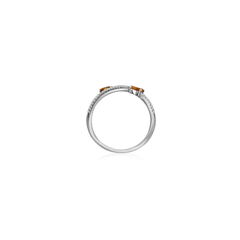 18k Gold Ruby Arrow Spiral Diamond Ring - Genevieve Collection