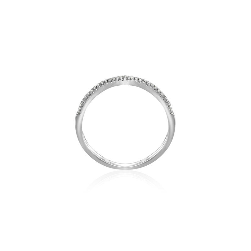 18k Gold Double Wave Line Diamond Ring - Genevieve Collection
