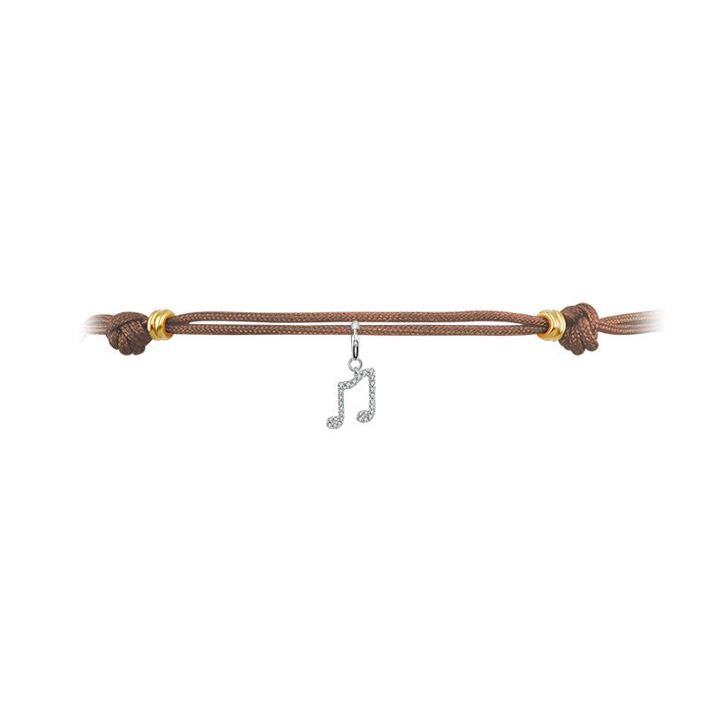 18k Gold Brown Tassel Bracelet with Gold Beads - Genevieve Collection