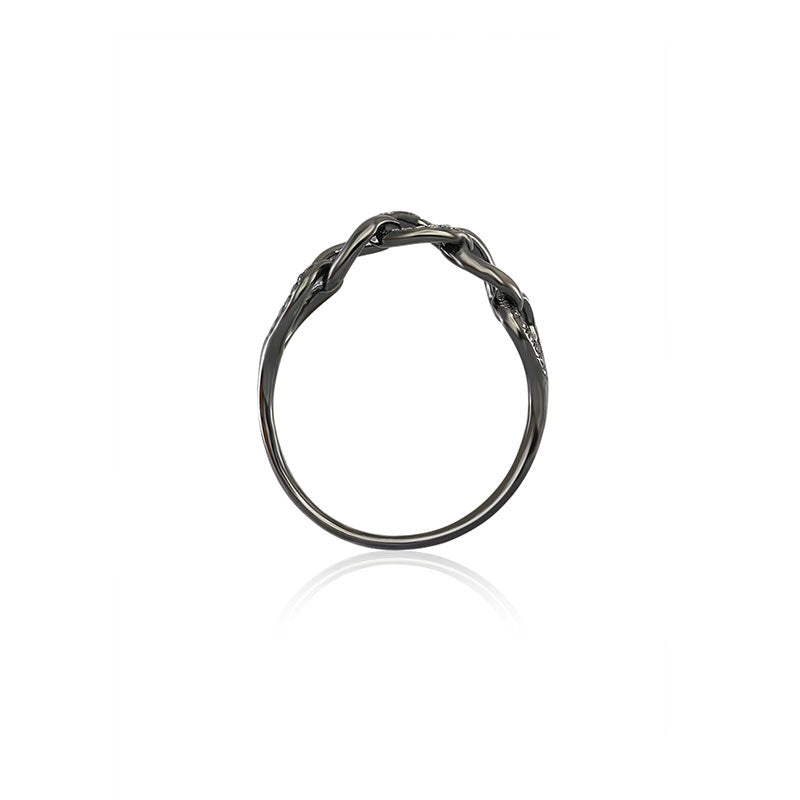 18k Gold Chain Shape Diamond Ring With Black Gold - Genevieve Collection