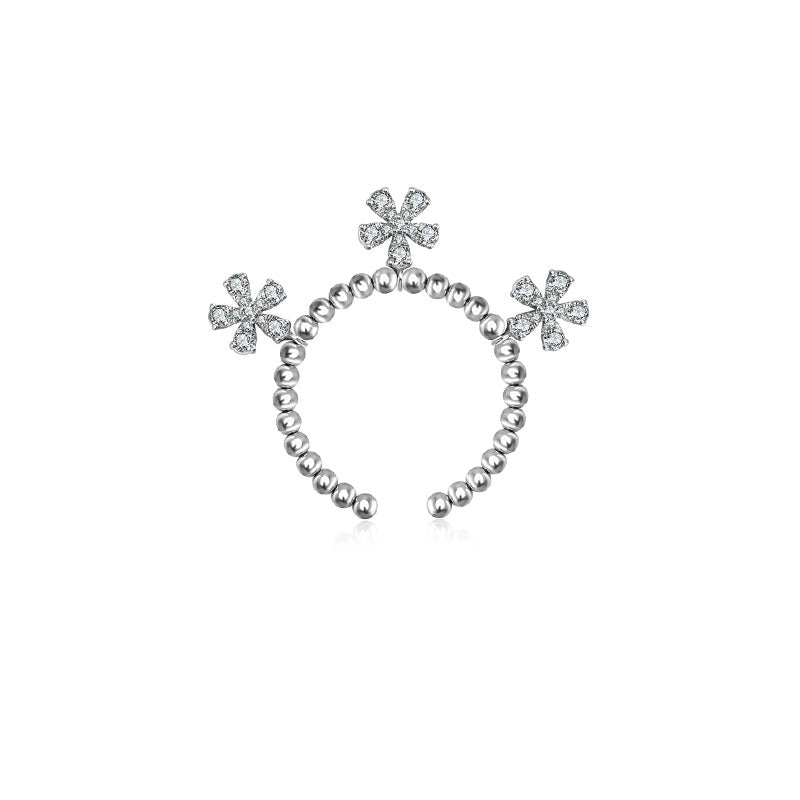 18k Gold Flower Shape Adjustable Titanium Diamond Ring - Genevieve Collection