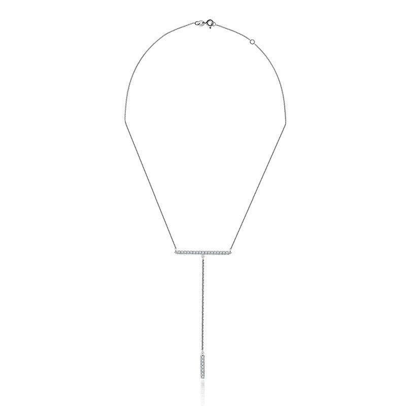 18k Gold Line Dangling Diamond Necklace - Genevieve Collection