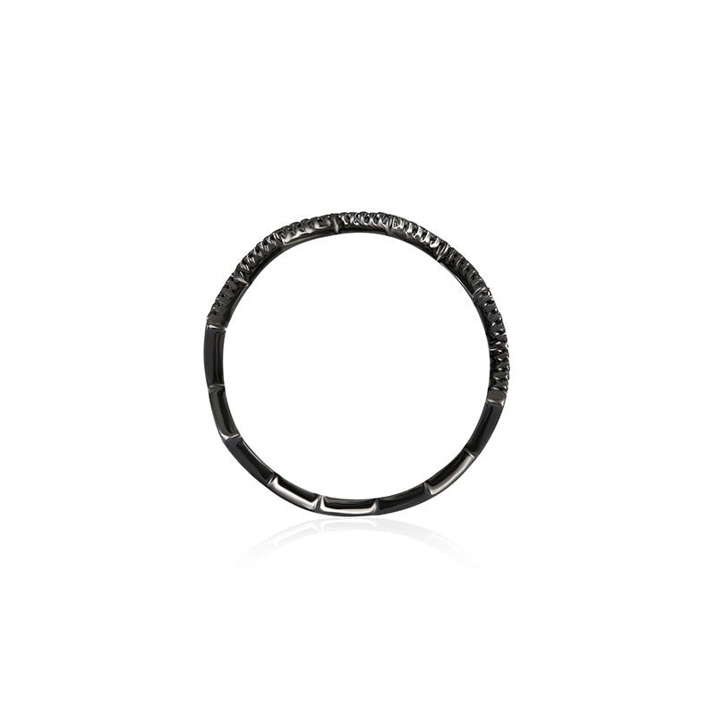 18k Gold Zigzag Black Diamond Ring - Genevieve Collection