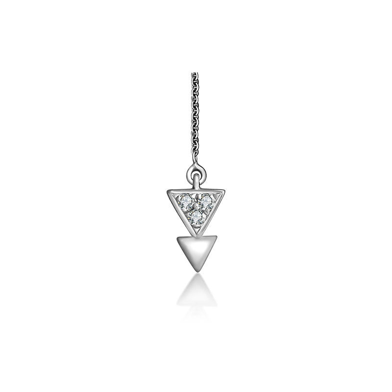 18k Gold Hollow Triangle Dangling Diamond Necklace - Genevieve Collection